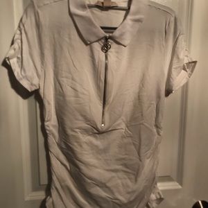Michael Kors white knit polo top